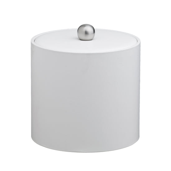 Ivory | Contemporary 2qt leatherette ice bucket from the Core collection, featuring a sleek material cover and brushed stainless Astro knob.