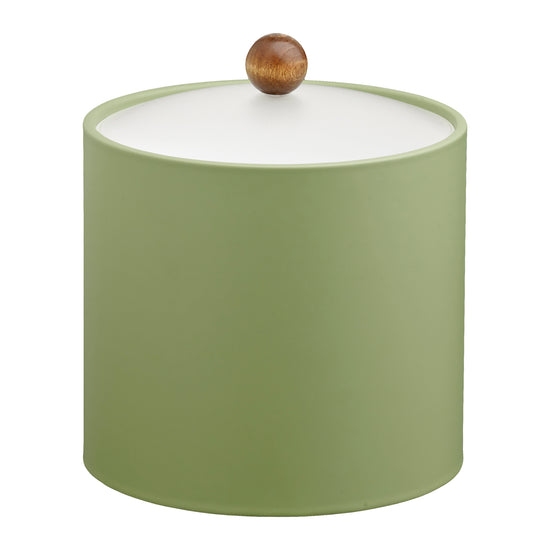 Mist Green | Elegant Core 2qt leatherette ice bucket with an acrylic cover and brown wood ball knob, perfect for adding sophistication to any hospitality setting.