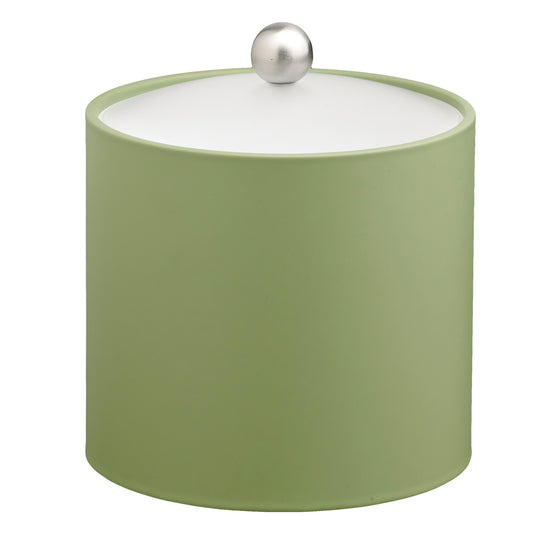 Mist Green | Elegant Core 2qt leatherette ice bucket with a brushed stainless Astro knob and acrylic cover, adding a touch of sophistication to any setting.