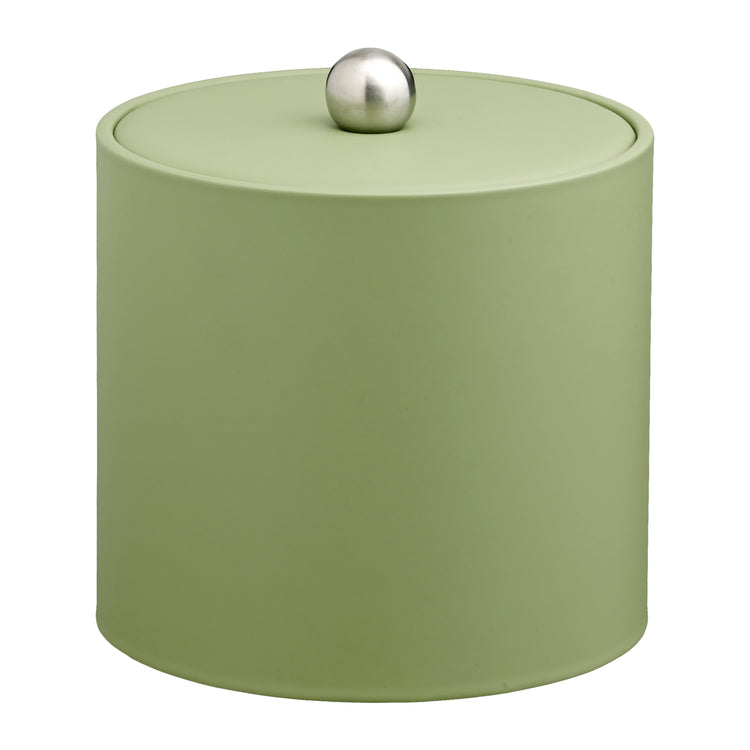 Mist Green | Stylish Core 2qt leatherette ice bucket with a material cover and brushed stainless Astro knob, adding elegance to any hospitality setting.