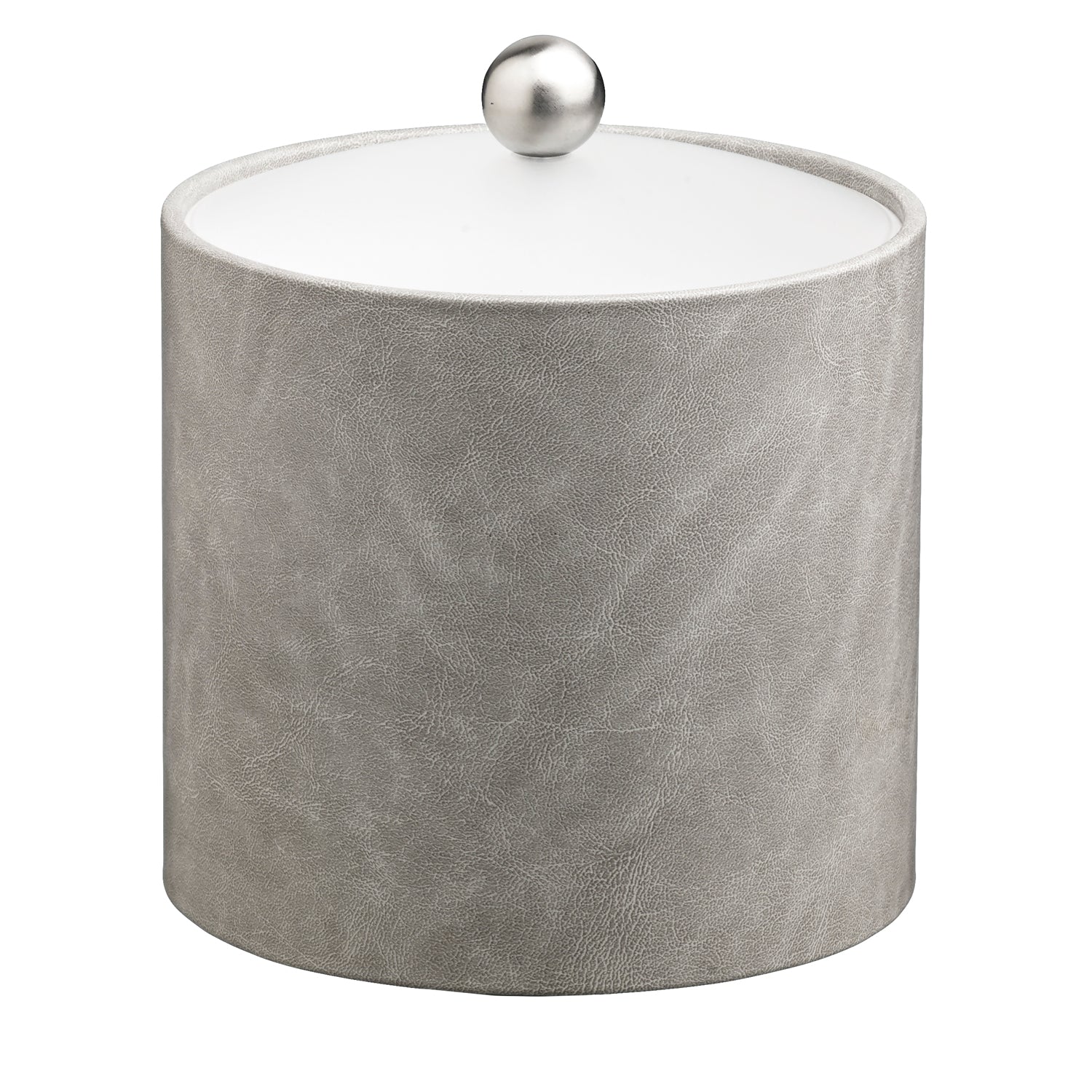 Slate Gray | Sophisticated Core 3qt leatherette ice bucket with an acrylic cover and brushed stainless Astro knob, ideal for upscale guest rooms.