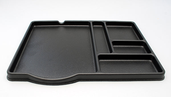 Black | Wake Up Call Universal Compartment Tray from Erwyn Products featuring a sleek design with multiple compartments for organizing in-room coffee service essentials