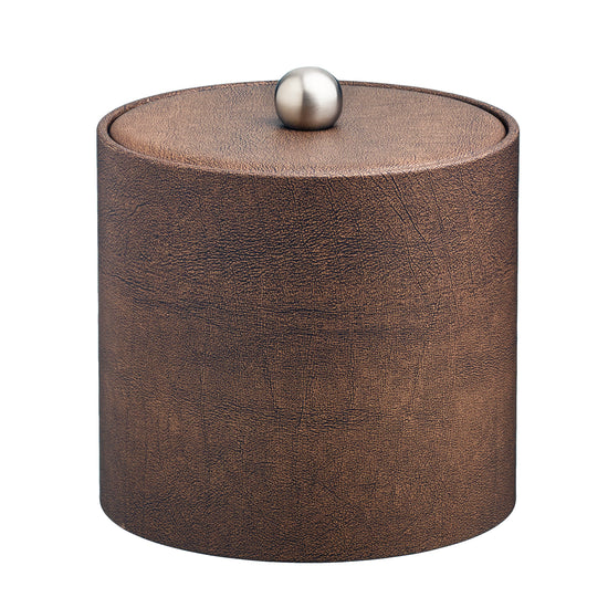 Coffee Italia | Core leatherette ice bucket with a 3qt capacity, material cover, and brushed stainless Astro knob, ideal for luxury hotels and resorts.