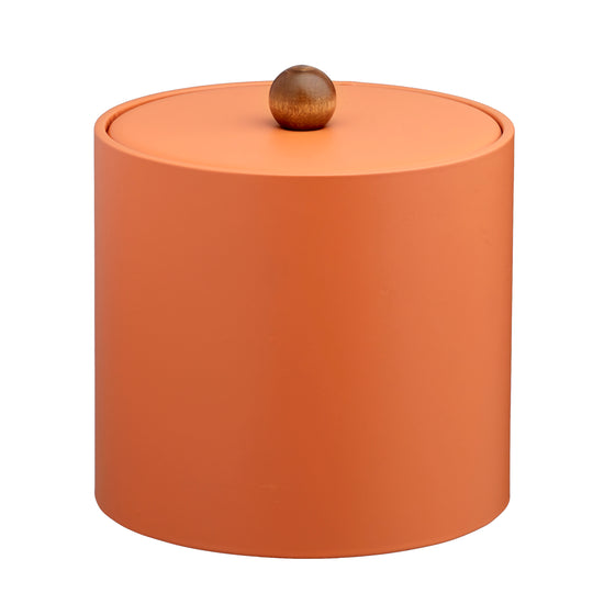 Spice Orange | Core leatherette ice bucket with a 3qt capacity, material cover, and brown wood ball knob, ideal for luxury hotels and resorts.