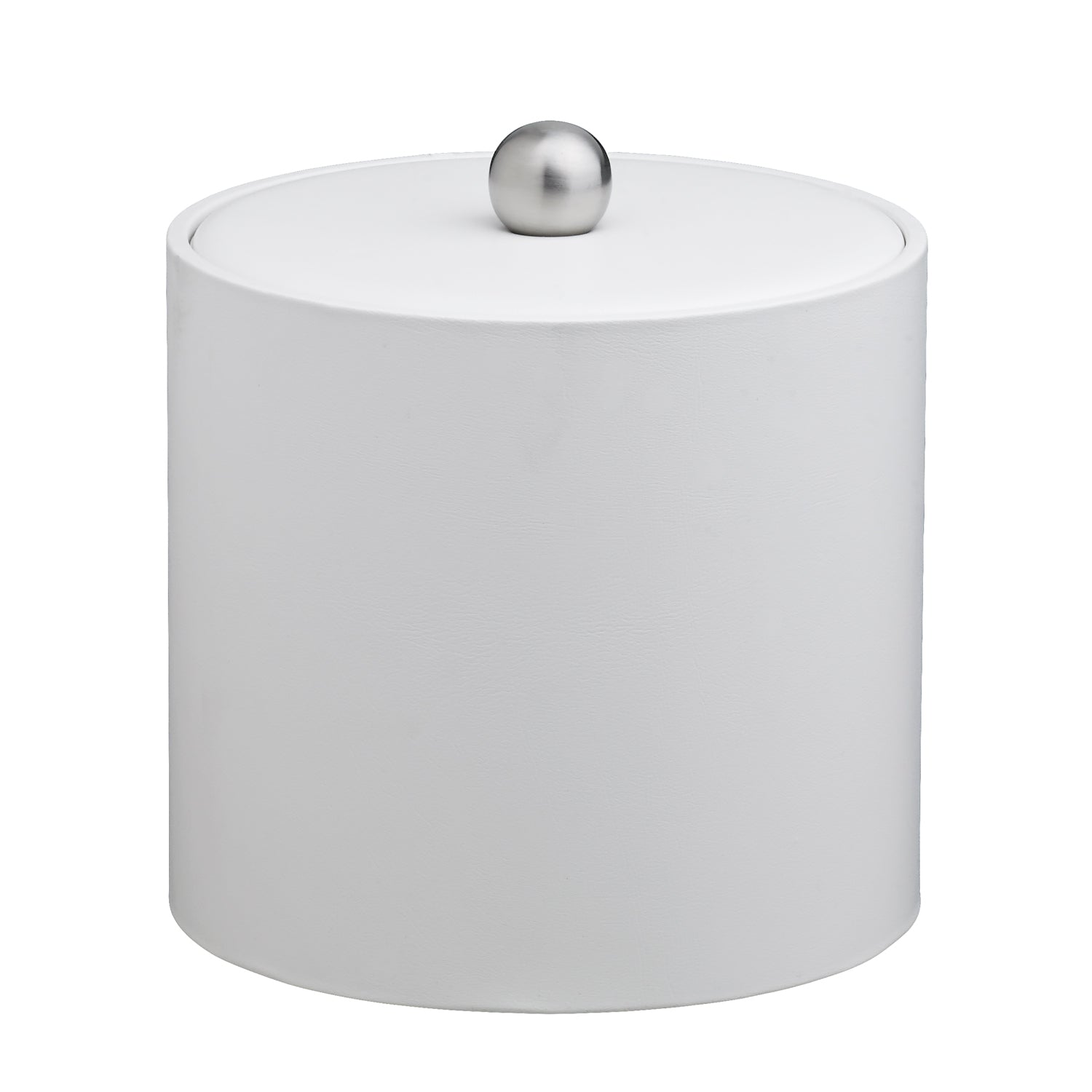 Ivory | Stylish Core 3qt leatherette ice bucket with a sleek material cover and brushed stainless Astro knob, enhancing any hospitality environment.