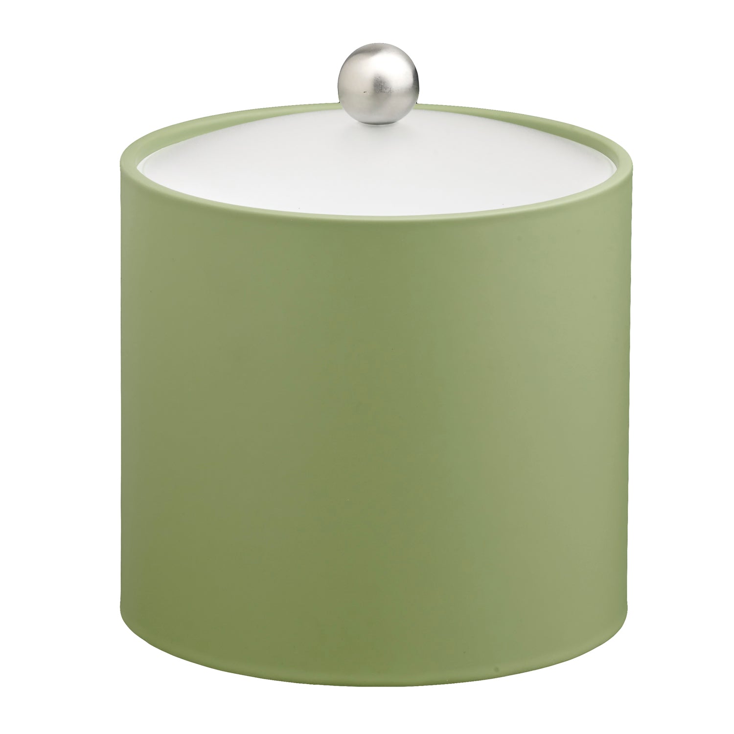 Mist Green | Durable Core 3qt leatherette ice bucket with an acrylic cover and brushed stainless Astro knob, designed for premium guest experiences.