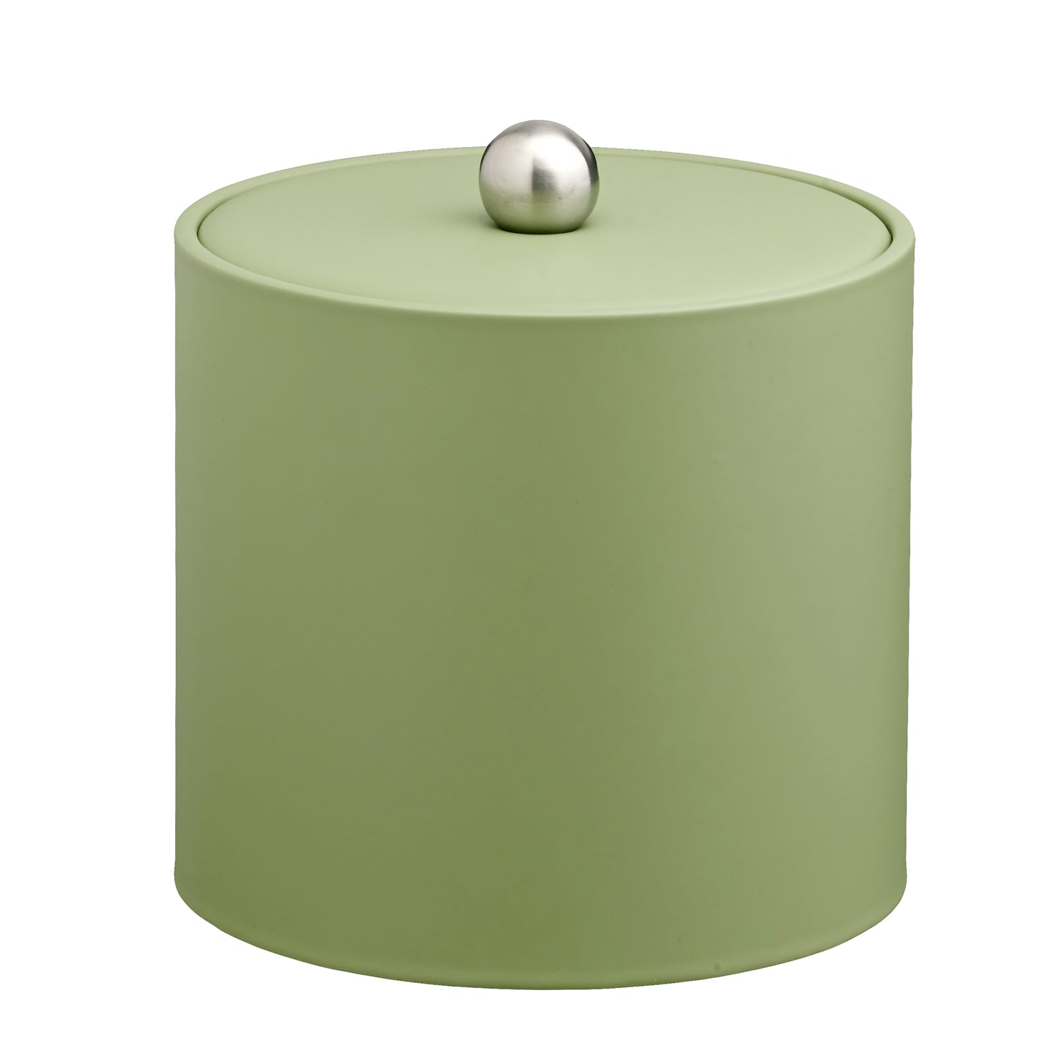 Mist Green | Durable Core 3qt leatherette ice bucket with a brushed stainless Astro knob and material cover, perfect for premium guest experiences.