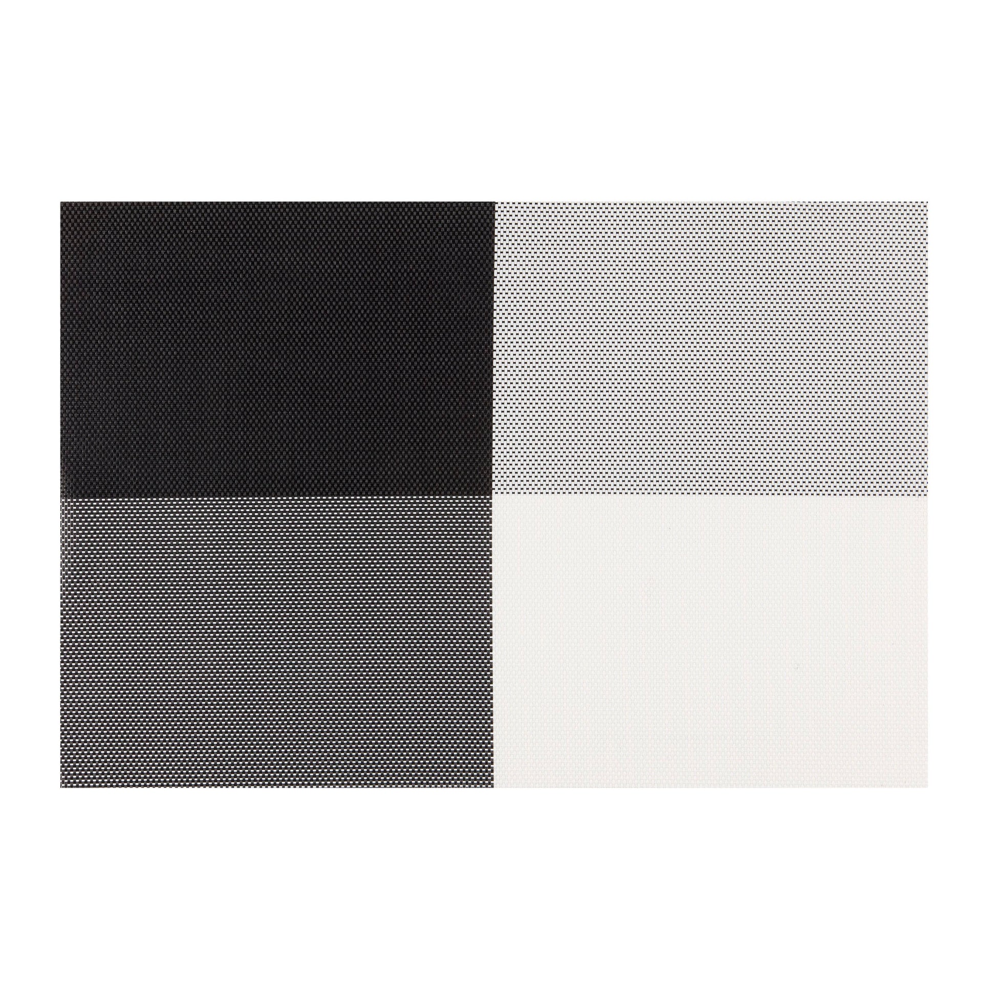 Black & White | Set of six Four Corner placemats featuring a distinctive design that highlights each corner, perfect for adding a modern flair to your dining table while protecting surfaces.