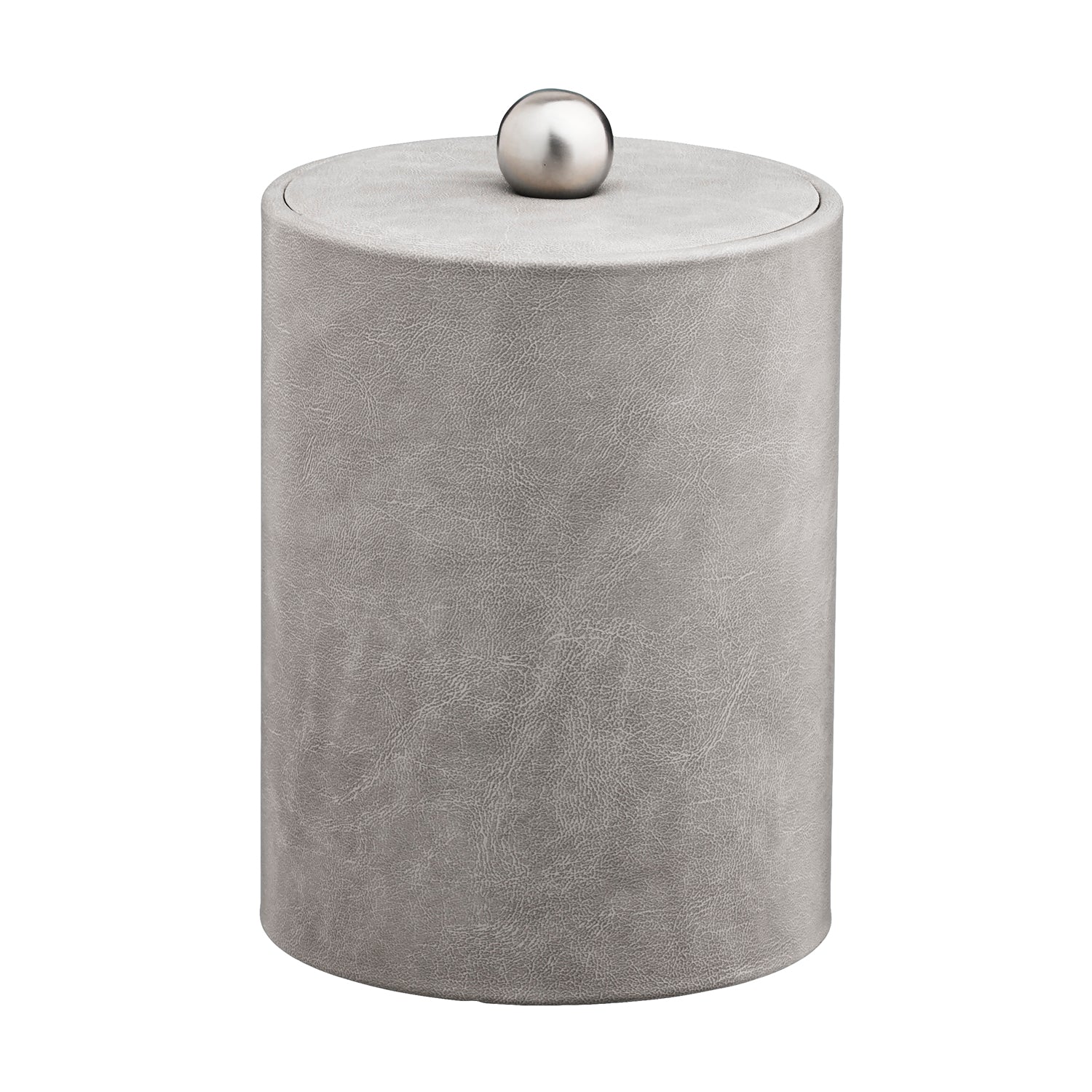 Slate Gray | Chic tall leatherette ice bucket from the Core collection, complete with a material cover and brushed stainless Astro knob for a sophisticated appearance.