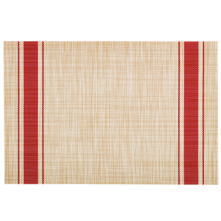 Red | Stylish Ticking Stripe placemats in a set of six, designed to elevate your table setting with a casual yet chic aesthetic.