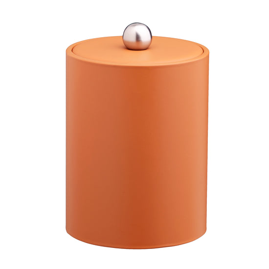 Spice Orange | Contemporary Core Tall leatherette ice bucket with a brushed stainless Astro knob and soft material cover, designed for elegance and functionality.