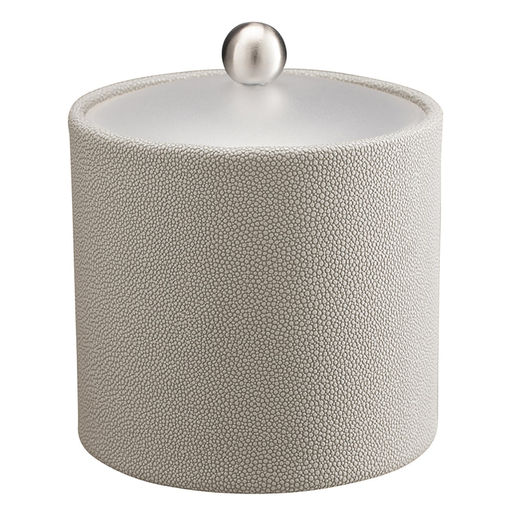 Parchment | Shagreen 2qt Ice Bucket with acrylic cover and brushed stainless steel ball knob, featuring a textured design ideal for upscale hospitality settings.