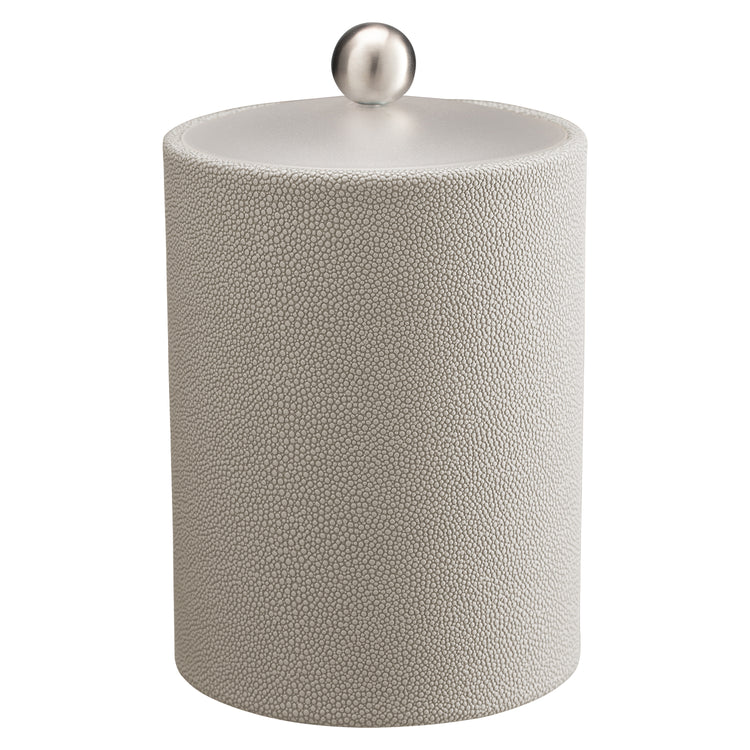 Parchment | Elegant Shagreen Tall Ice Bucket featuring a clear acrylic cover and brushed stainless ball knob, perfect for stylishly serving ice at gatherings.