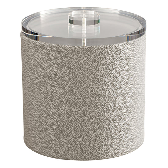 Parchment | Elegant Shagreen 2qt Ice Bucket featuring a sleek quartz cover, perfect for adding a touch of luxury to your bar setup.