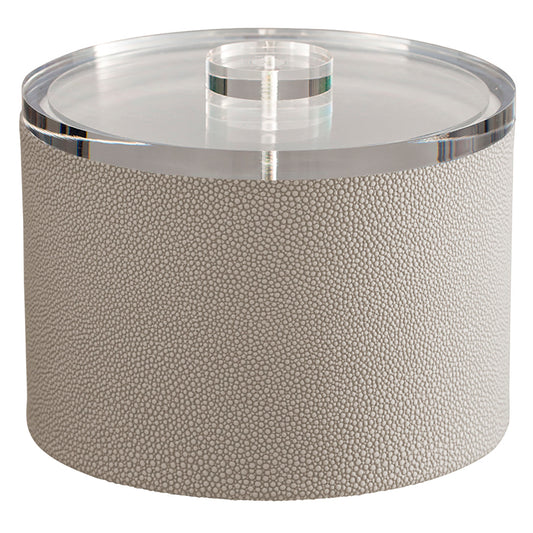 Parchment | A sophisticated Shagreen Mesa ice bucket with a textured faux shagreen finish and a smooth quartz cover.