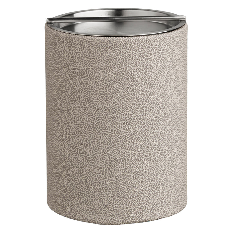 Parchment | Shagreen Tall Ice Bucket with stainless handlebar cover, featuring a sleek, textured design and modern stainless-steel accents, ideal for refined hospitality settings.