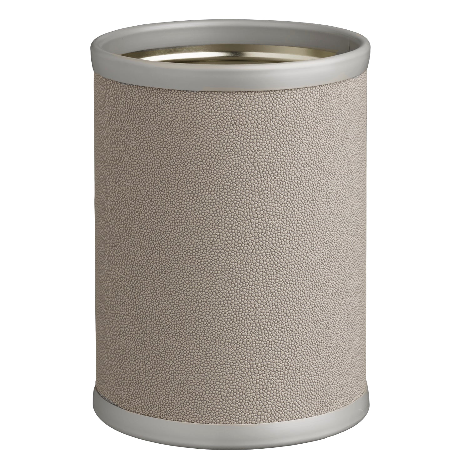 Parchment | Elegant Shagreen 8qt Round Wastebasket featuring a textured finish, perfect for adding sophistication to any room or office space.