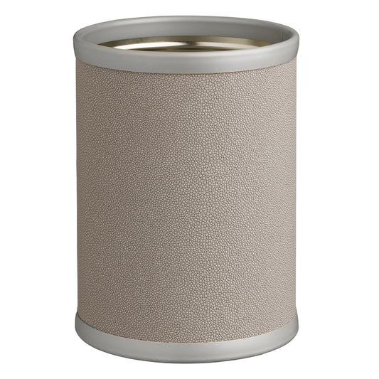 Parchment | Elegant Shagreen 8qt Round Wastebasket featuring a textured finish, perfect for adding sophistication to any room or office space.