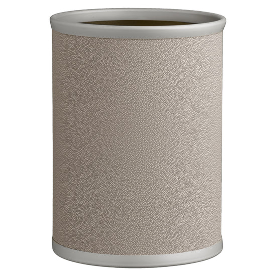 Parchment | Elegant Shagreen 13qt Oval Wastebasket featuring a textured design, perfect for adding a touch of sophistication to any room.