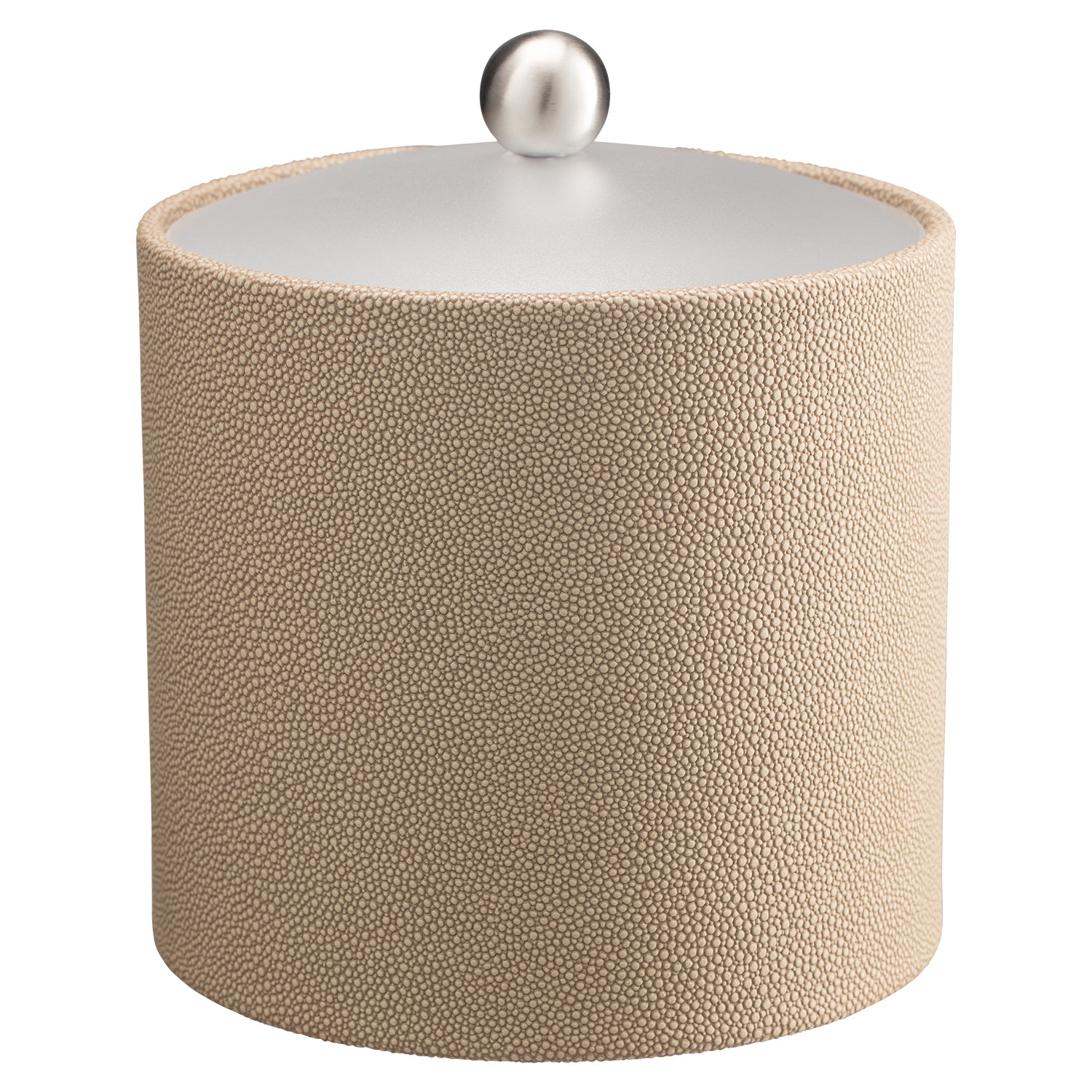 Fawn | Chic Shagreen 3qt Ice Bucket with a clear acrylic lid and brushed stainless ball knob, designed to keep ice fresh while enhancing your decor.