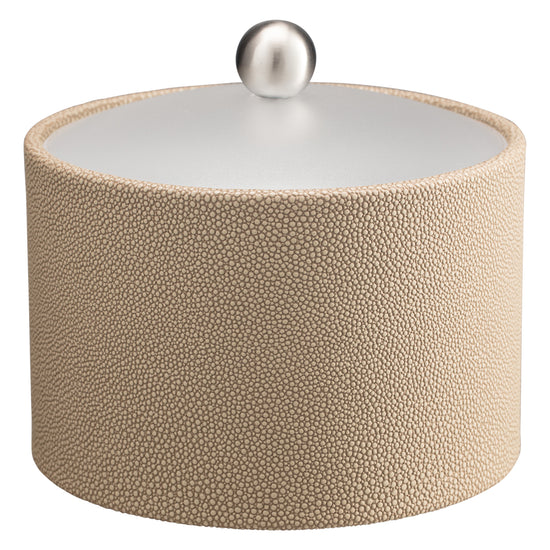 Fawn | Sophisticated Shagreen Mesa Ice Bucket featuring a clear acrylic cover and brushed stainless ball knob, perfect for serving ice with style at any event.