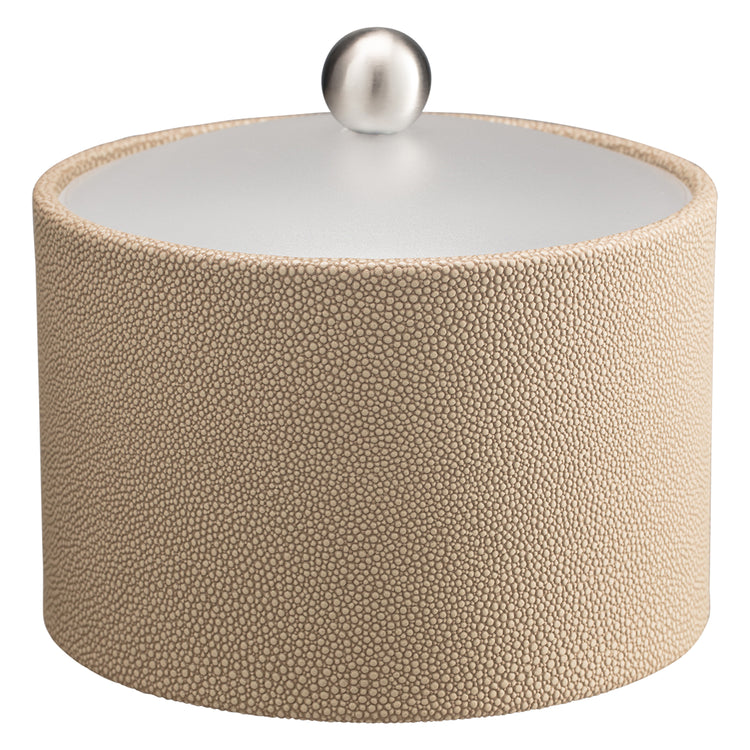 Fawn | Sophisticated Shagreen Mesa Ice Bucket featuring a clear acrylic cover and brushed stainless ball knob, perfect for serving ice with style at any event.