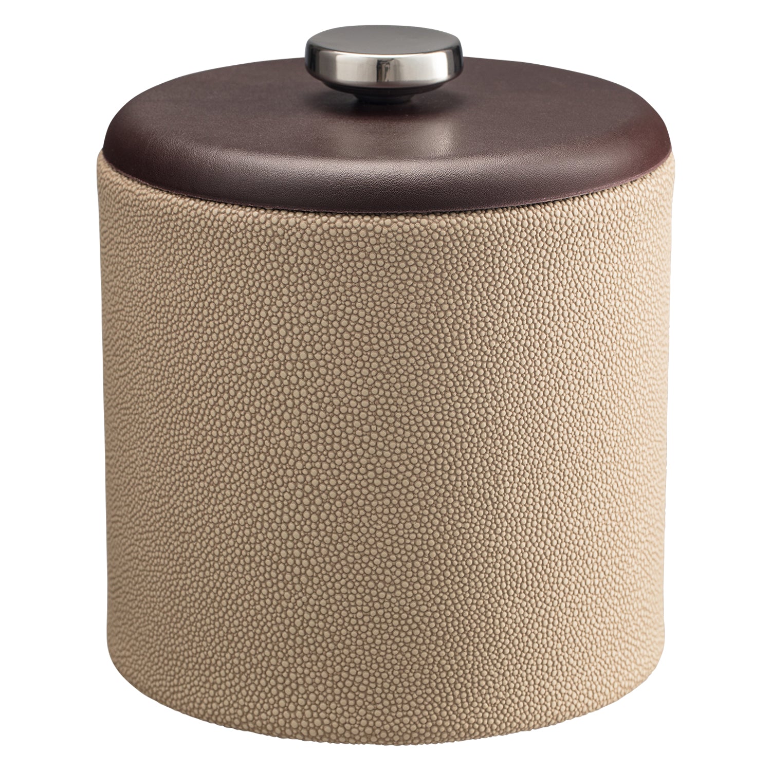 Fawn | Elegant Shagreen 2qt Ice Bucket featuring a dome material lid with a sleek stainless disk, perfect for stylishly serving ice at any gathering.