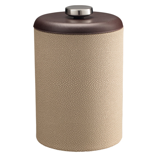 Fawn | Chic Shagreen Tall Ice Bucket with a stylish dome material cover and shiny stainless disk, designed to keep ice fresh while enhancing your bar decor.