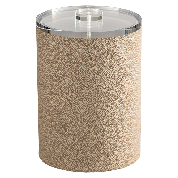 Beige | Chic Shagreen Tall Ice Bucket with a polished quartz lid, designed to keep ice cold while enhancing your entertaining space with modern style.