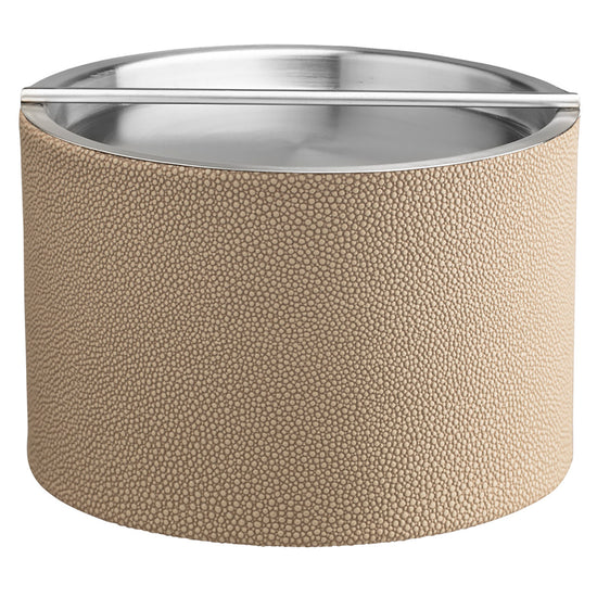 Fawn | Chic Shagreen Mesa Ice Bucket with a sleek stainless handlebar lid, designed to keep ice fresh while elevating your entertaining setup.