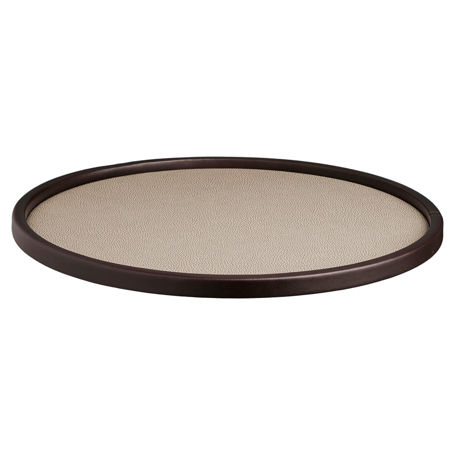 Fawn | Chic Shagreen 12" Round Low-Profile Tray with a sophisticated design, ideal for organizing items on a coffee table or countertop.