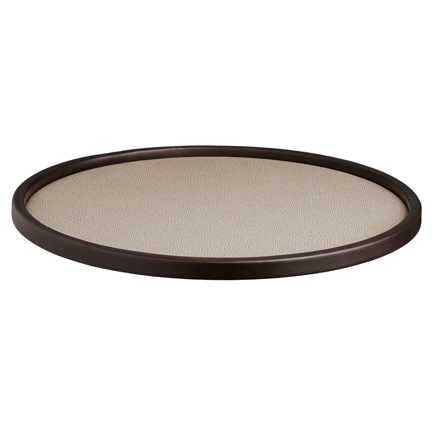 Fawn | Chic Shagreen 14" Round Low-Profile Tray with a sleek design, ideal for organizing essentials on a coffee table or countertop.