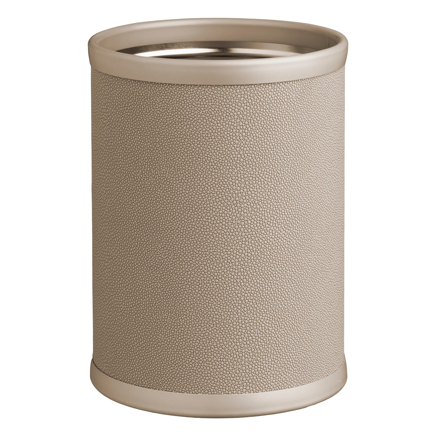 Fawn | Chic Shagreen 8qt Round Wastebasket with a modern design, ideal for maintaining a stylish yet functional look in your living area.