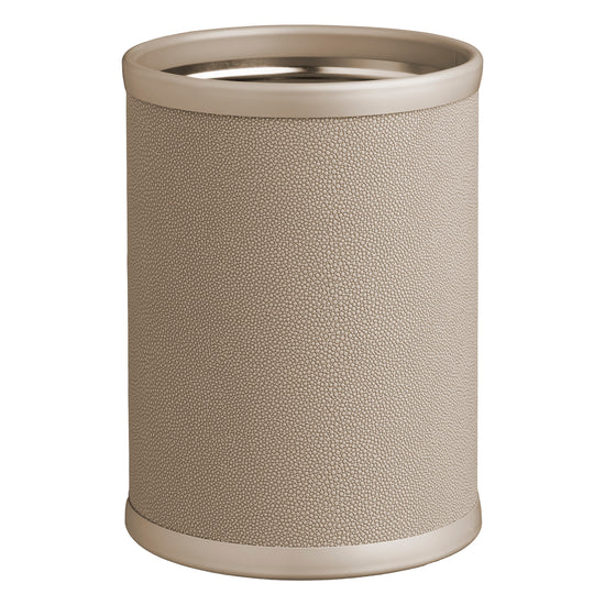 Fawn | Chic Shagreen 8qt Round Wastebasket with a modern design, ideal for maintaining a stylish yet functional look in your living area.