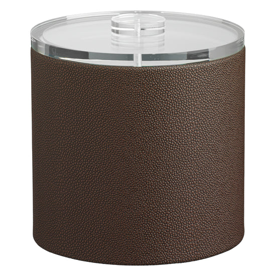 Chocolate | Chic Shagreen 2qt Ice Bucket with a polished quartz lid, designed to keep ice cold while enhancing your decor with a sophisticated look.