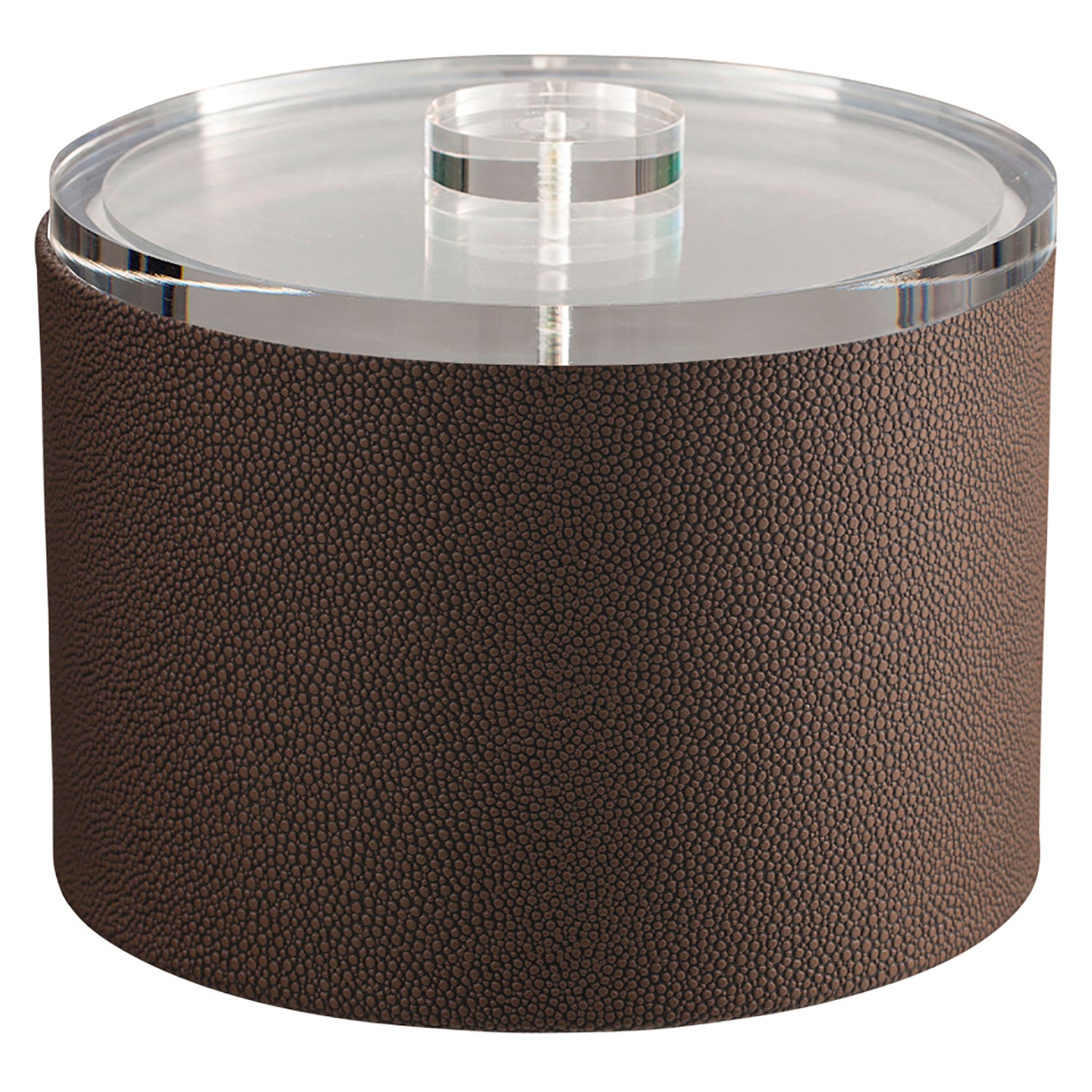 Chocolate | Elegant Shagreen Mesa ice bucket with a quartz cover.