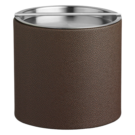 Chocolate | Sophisticated Shagreen 2qt Ice Bucket showcasing a durable stainless handlebar cover, ideal for keeping ice cold while enhancing your entertaining space.