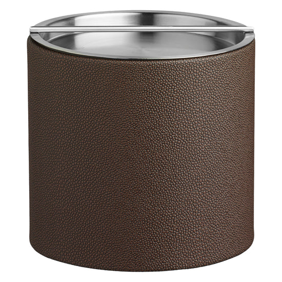 Chocolate | Chic Shagreen 3qt Ice Bucket showcasing a durable stainless handlebar cover, ideal for keeping ice fresh while enhancing your decor.