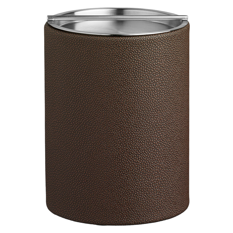 Chocolate | Chic Shagreen Tall Ice Bucket with a durable stainless handlebar lid, designed to keep ice fresh while enhancing your bar or dining decor.