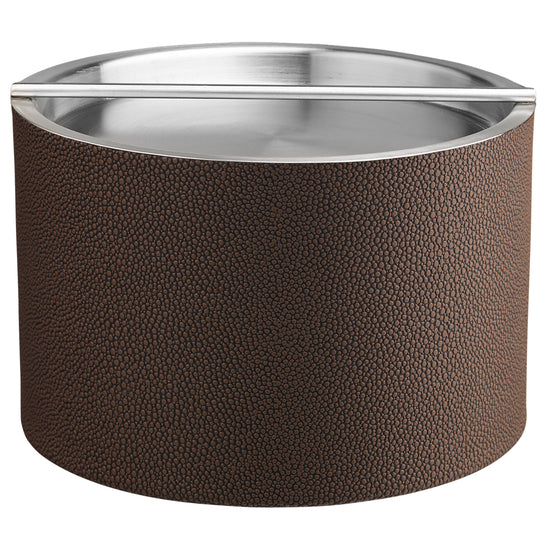 Chocolate | Stylish Shagreen Mesa Ice Bucket showcasing a durable stainless handlebar cover, ideal for adding a touch of luxury to any gathering.