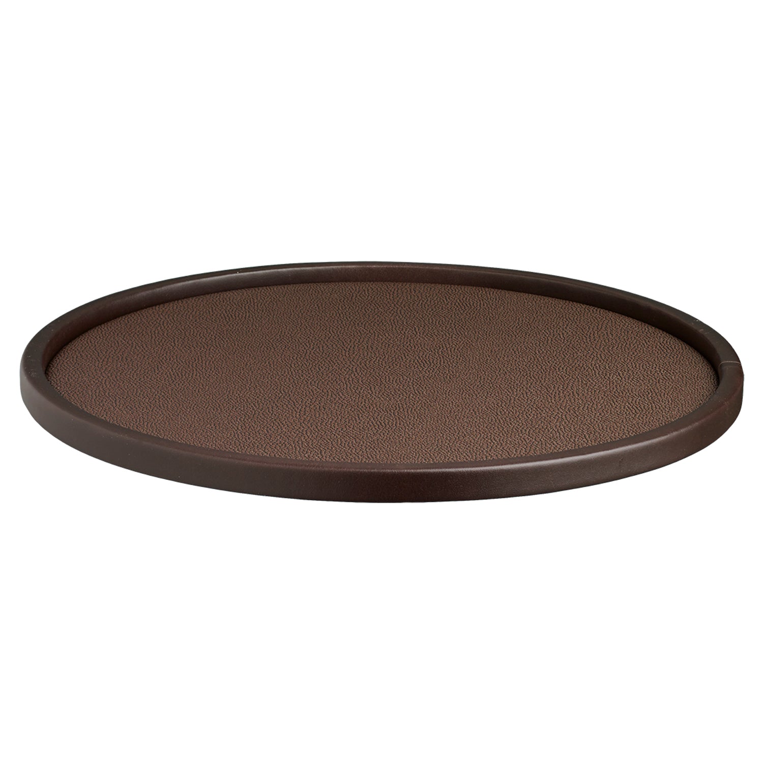 Chocolate | Stylish Shagreen 12" Round Low-Profile Tray showcasing a unique shagreen texture, perfect for adding a touch of luxury to any setting.