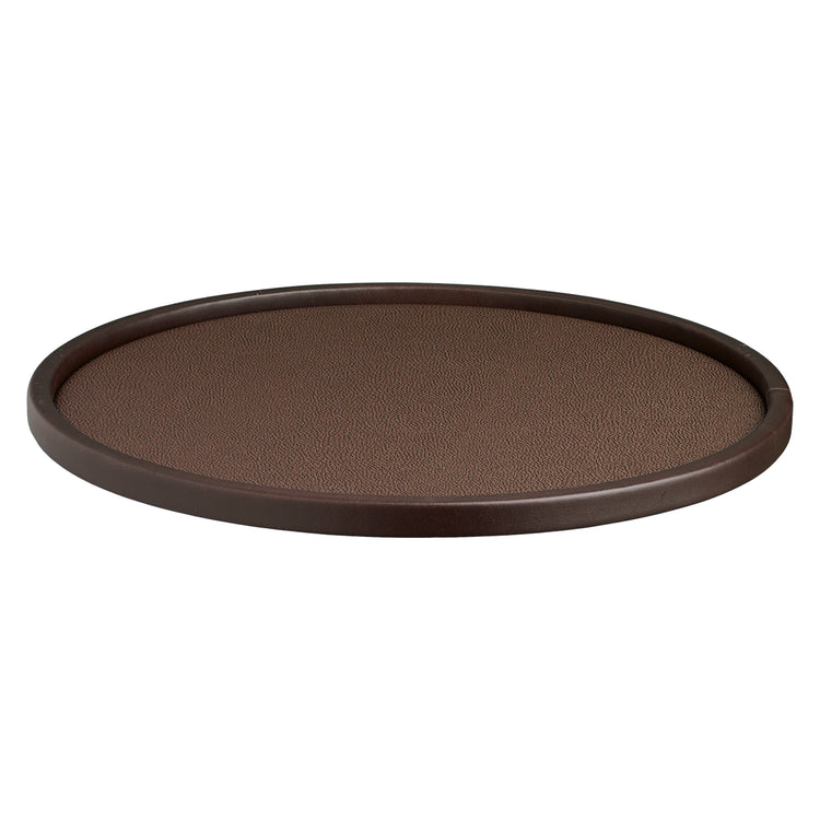 Chocolate | Stylish Shagreen 14" Round Low-Profile Tray showcasing a luxurious shagreen finish, perfect for enhancing your home decor with a modern touch.