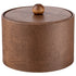 Walnut | Elegant Core Mesa leatherette ice bucket with a material cover and brown wood ball knob, perfect for enhancing hospitality settings.