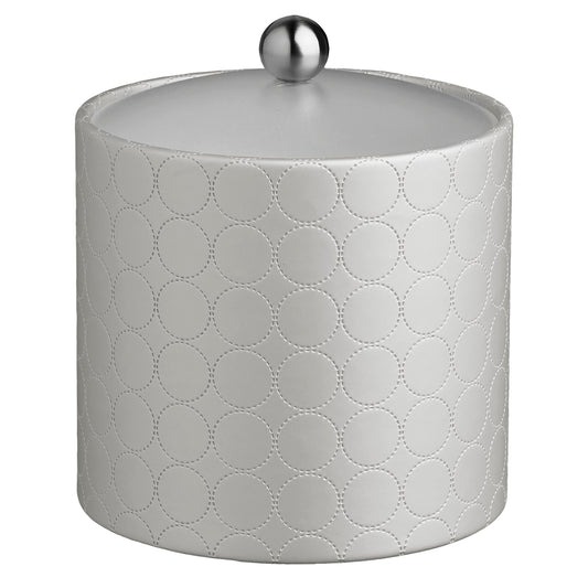 Linen | Stylish Mad Men 2qt ice bucket featuring a clear acrylic cover and a brushed stainless astro knob, perfect for elegant gatherings.