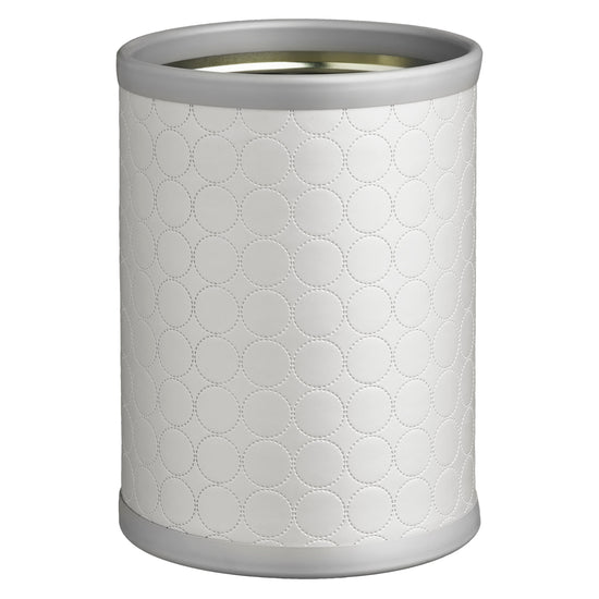 Linen | Stylish Mad Men 8qt Plus round metal wastebasket with a sleek design, perfect for modern office or home decor.