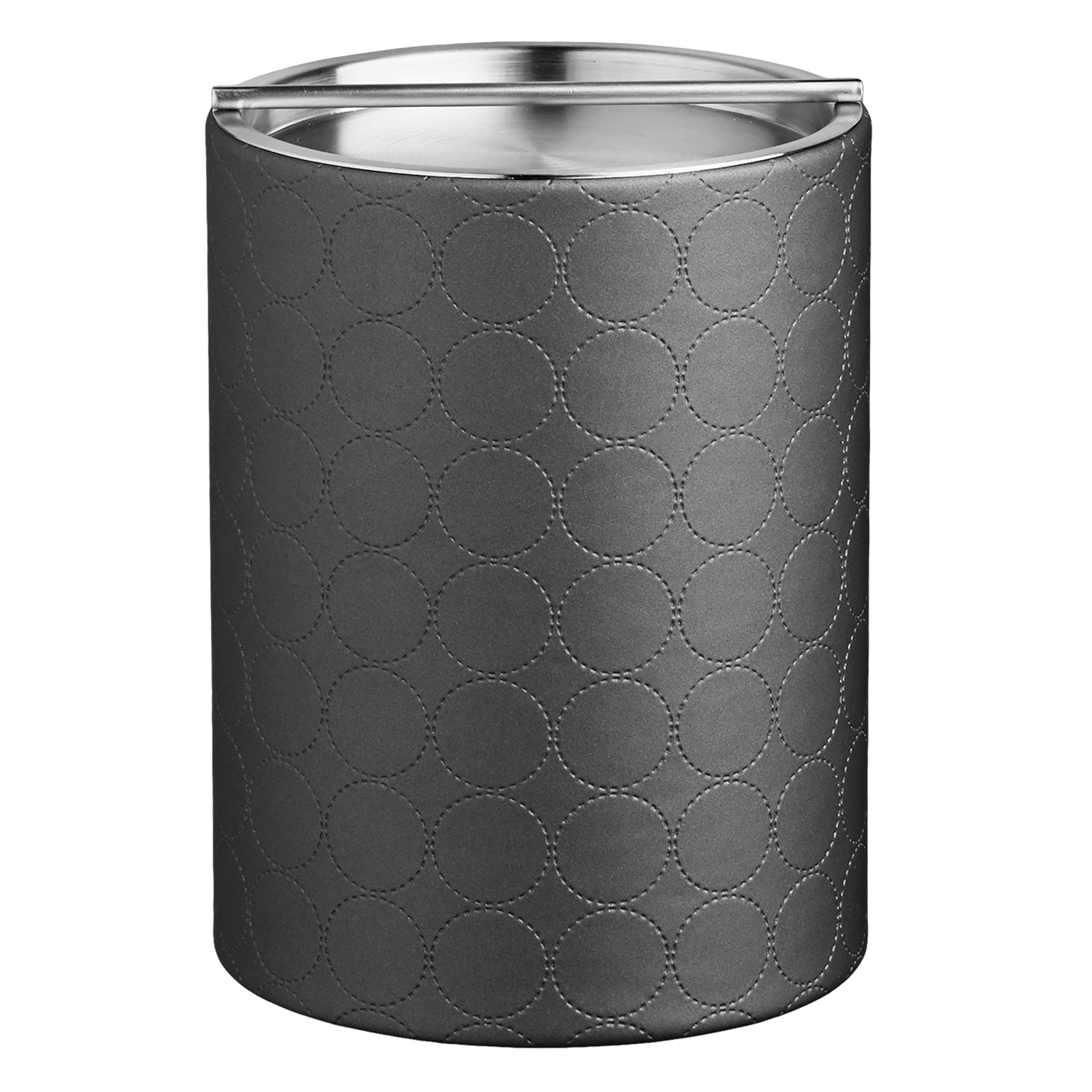 Charcoal | Chic Mad Men Tall Ice Bucket with a polished stainless handlebar cover, designed for elegance and functionality.