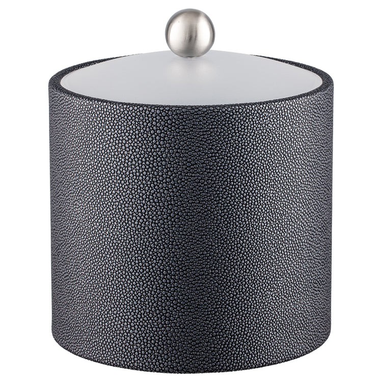 Abyss | Sophisticated Shagreen 2qt Ice Bucket showcasing a textured finish with an acrylic cover and stainless ball knob, ideal for adding a touch of luxury to any event.