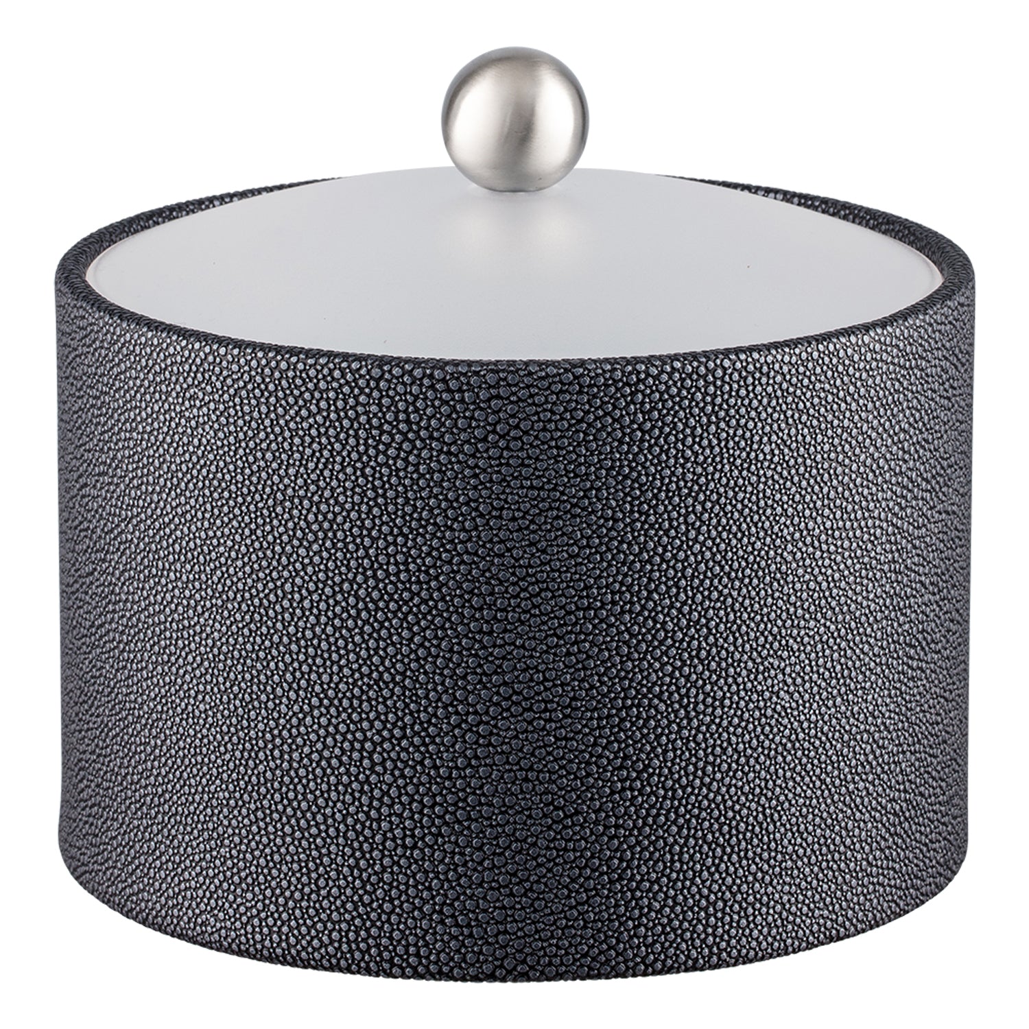 Abyss | Chic Shagreen Mesa Ice Bucket showcasing a modern design with an acrylic cover and polished stainless ball knob, ideal for upscale entertaining.