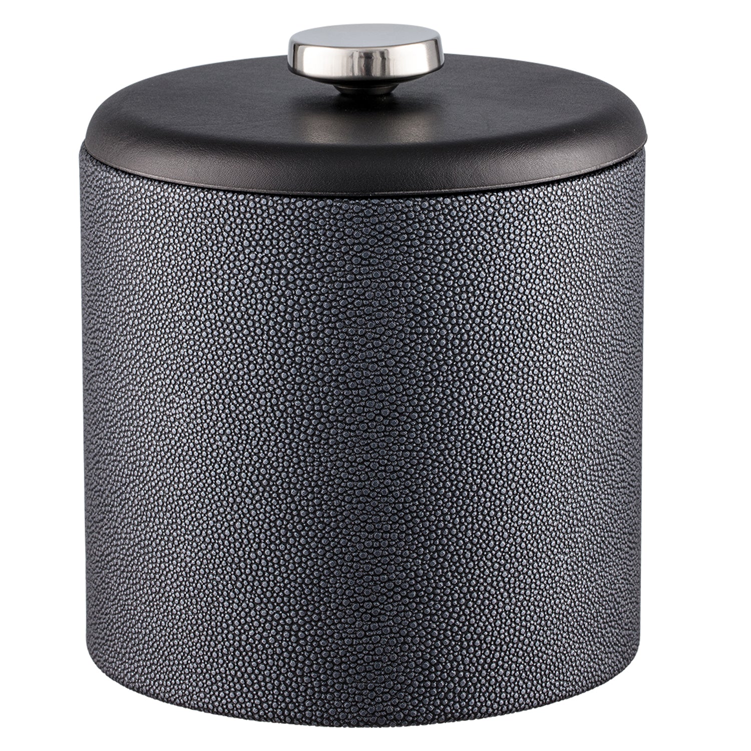 Abyss | Sophisticated Shagreen 2qt Ice Bucket showcasing a contemporary dome material lid and polished stainless disk, ideal for upscale events and entertaining.