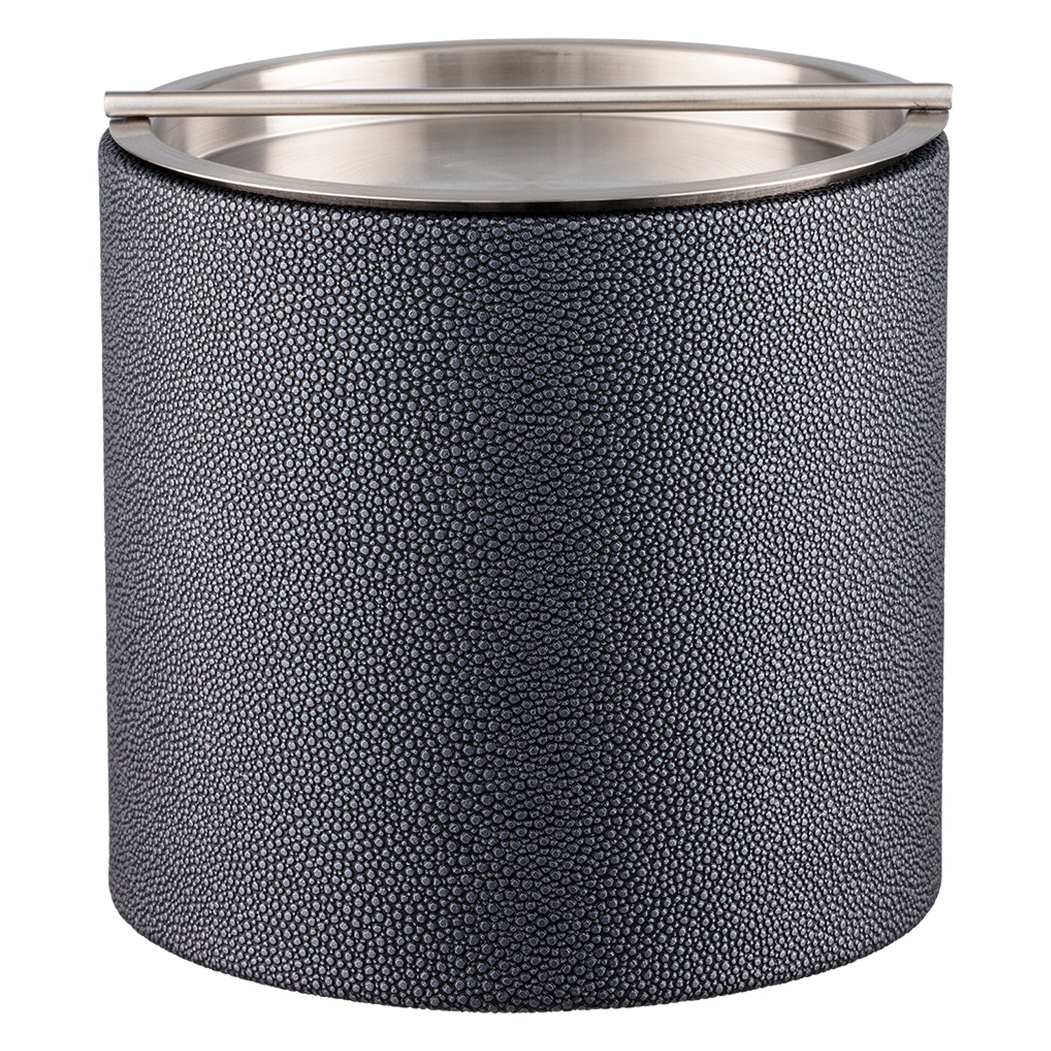 Abyss | Contemporary Shagreen 2qt Ice Bucket with a polished stainless handlebar cover, perfect for combining functionality and elegance at upscale gatherings.